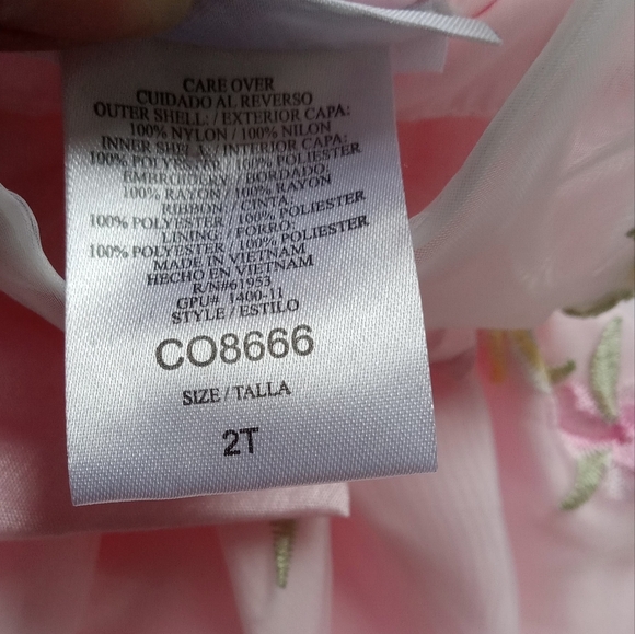 Jona Michelle Pink Floral Embroidered Formal/Special Occasion Dress 2T - Picture 2 of 5